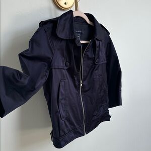 Navy French Connection Satin Feel 3/4 Crip Trench Jacket